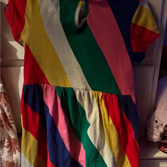 Mini Boden Size 4/5 Year Rainbow Striped Dress with Heart Pocket - Picture 3 of 3